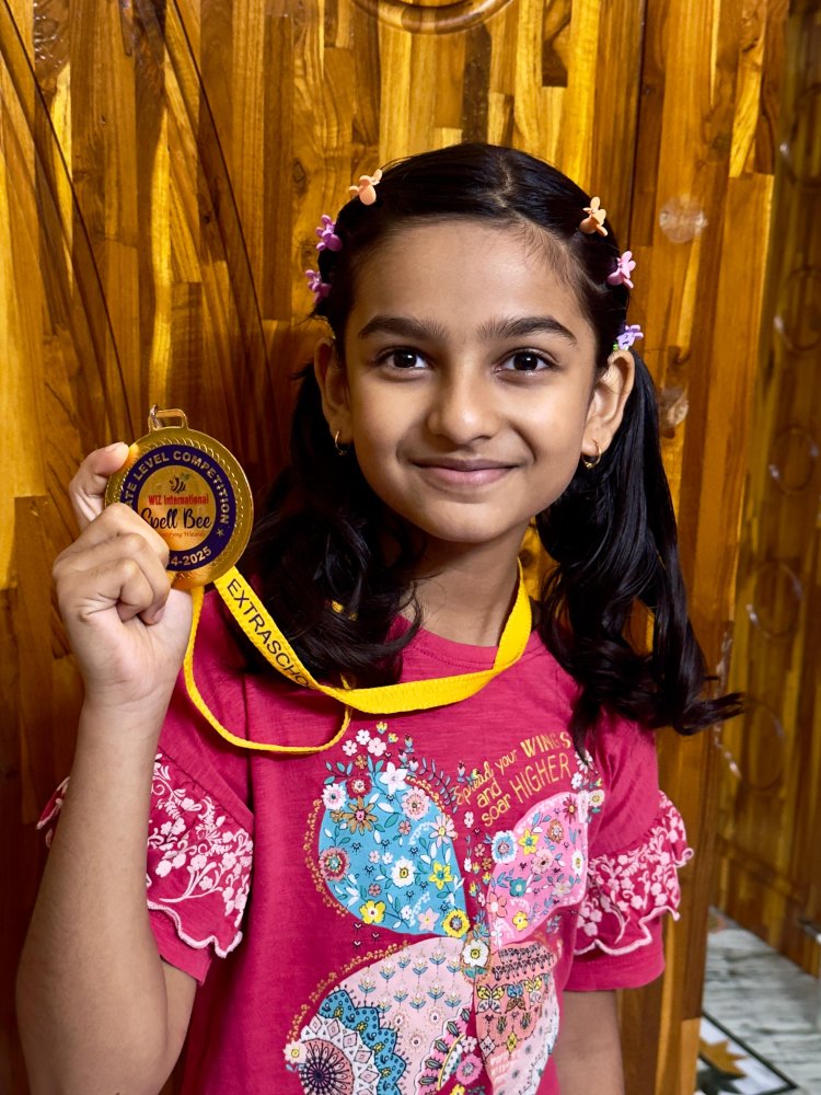 Student Aanvi Shines Globally with International Spell Bee Victory and Academic Excellence.